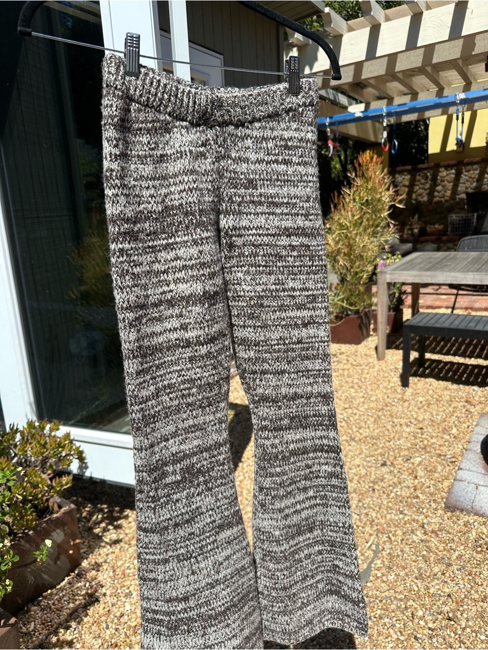 Zara Black & White Marled Knit Flare Pants
